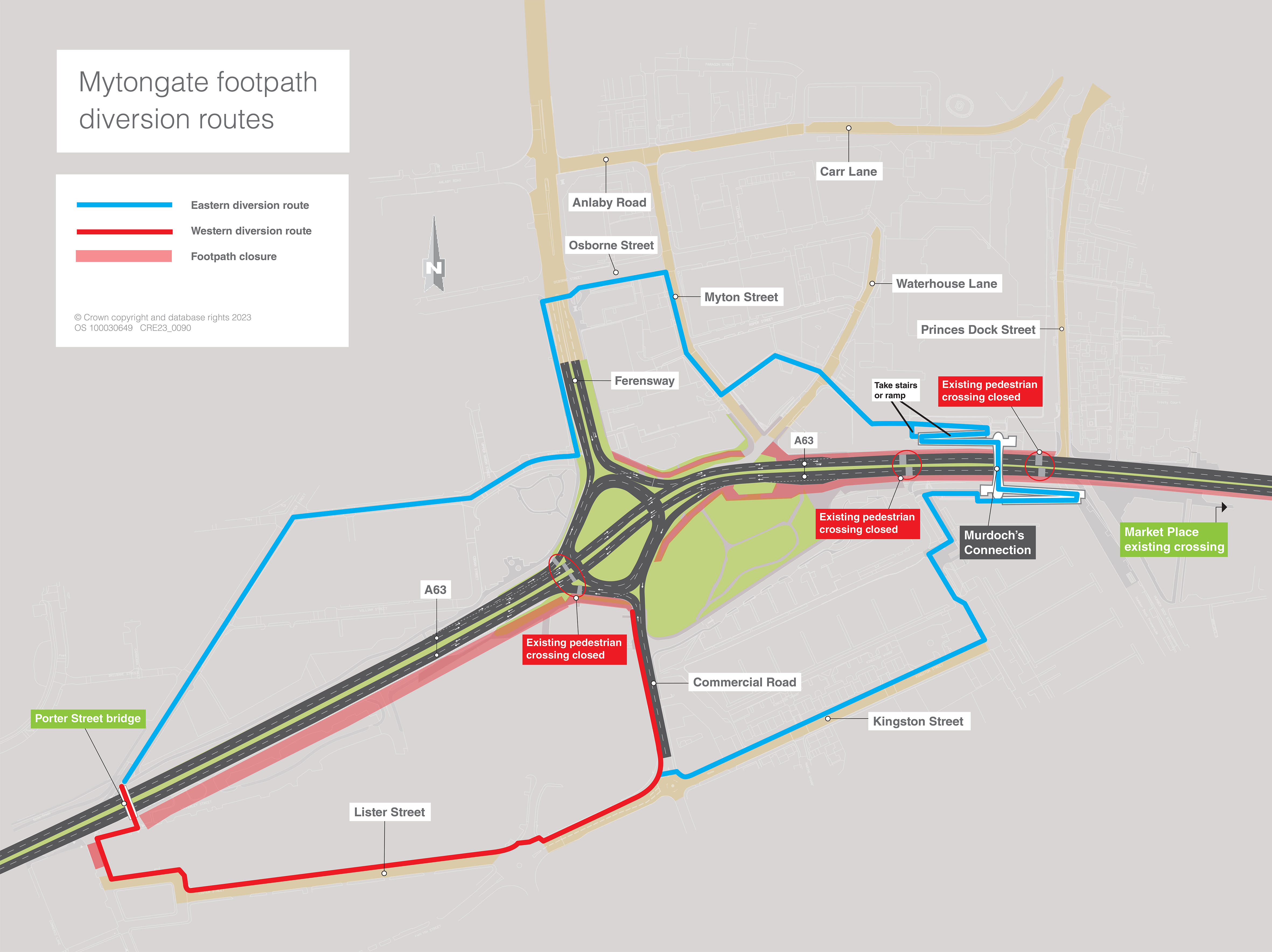 Mytongate footpath diversion routes